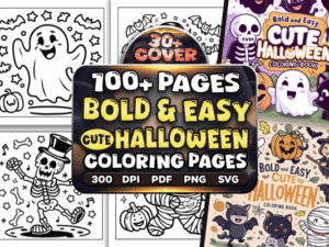 Bold Easy Cute-Halloween Coloring Pages Graphics