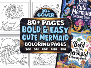 Bold and Easy Cute Mermaid Coloring Pages