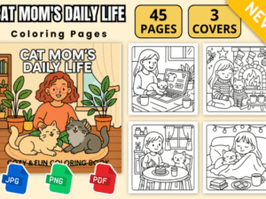 Cat Mom's Daily Life Coloring Pages