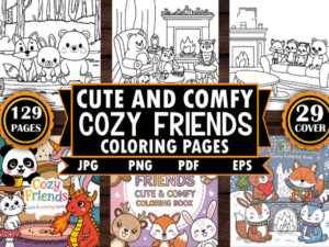 Cozy Friends Cute & Comfy Coloring Pages