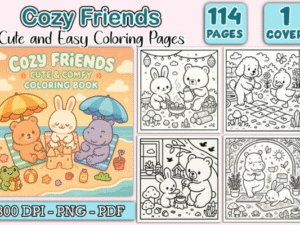 Cozy Friends Cute & Easy Coloring Pages