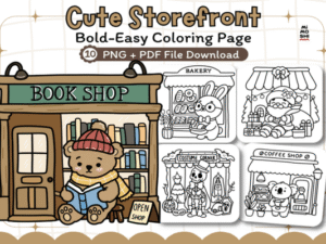 Cute Storefront Coloring Pages Bold and Easy
