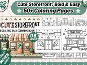 Cute Storefronts Bold Easy Coloring Pages