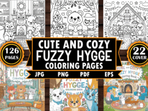 Fuzzy Hygge Cute and Cozy Coloring Pages